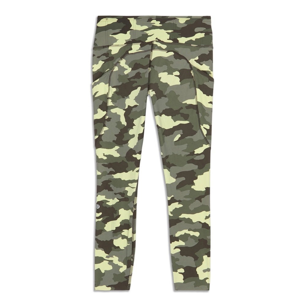 Lululemon 16 Fast and Free High-Rise Tight 25” Pockets neon green camo orig $128